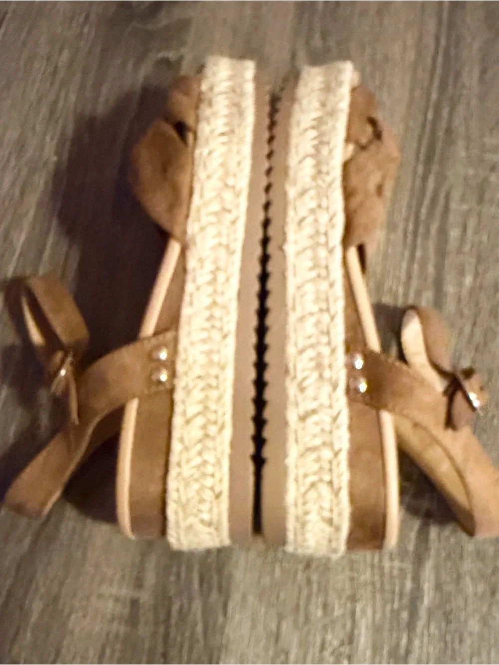 WOMEN'S SODA TYE ESPADRILLE WEDGES Brown Bow NWOT Size 9